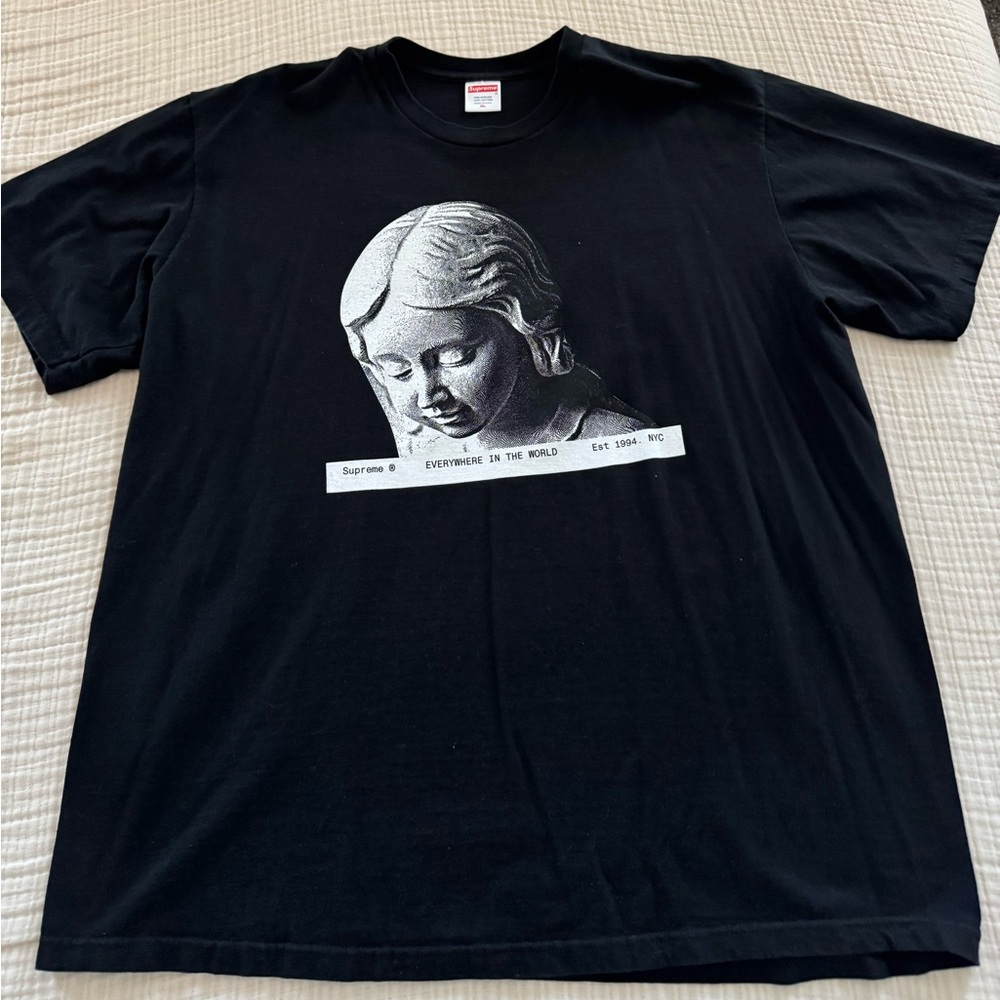 Supreme Black Tee with Statue Graphic